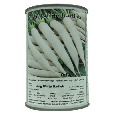 Long white radish Seeds Tin - www.FOP.ae Buy online Best and Healthy Plants and quality products guarantee in Dubai Plants Shop in Dubai Abu Dhabi all over UAE Plants near me Fresh Plants in Dubai where to buy plants in UAE - FOP.ae