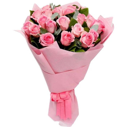 Fresh Pink Roses and Bouquet
